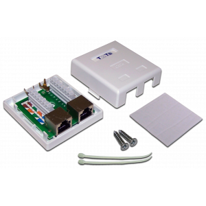 Настенная розетка, 2 порта RJ-45 категории 6, STP, белая